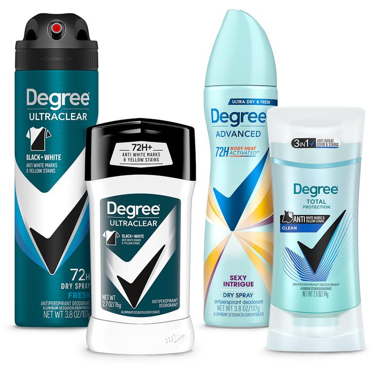 $4 off 2 on any TWO (2) Degree Body Heat Activated or Ultraclear Antiperspirant Stick or Dry Spray  (excludes Degree Clinical Protection Deodorant, Whole Body Deodorant product, twin packs, 0.5oz, 1.0oz sizes)