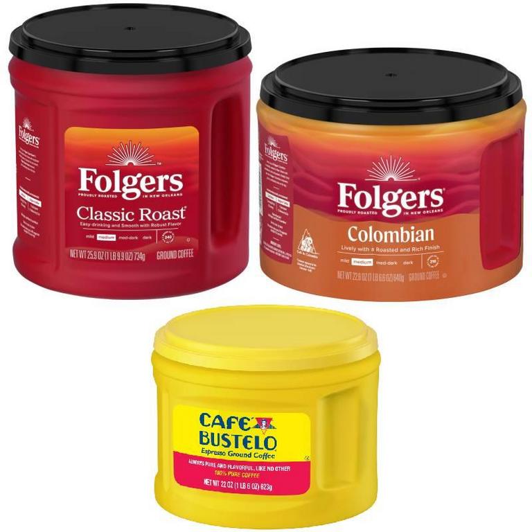 $2 off 1 on ONE (1) Folgers® Classic (25.9oz) or Folgers® Colombian (22.6oz) or Café Bustelo® (22oz)