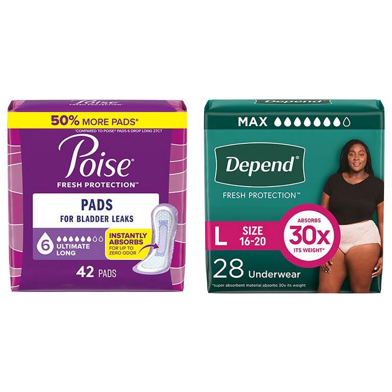 $6 off 2 Off any TWO (2) Poise or Depend Products