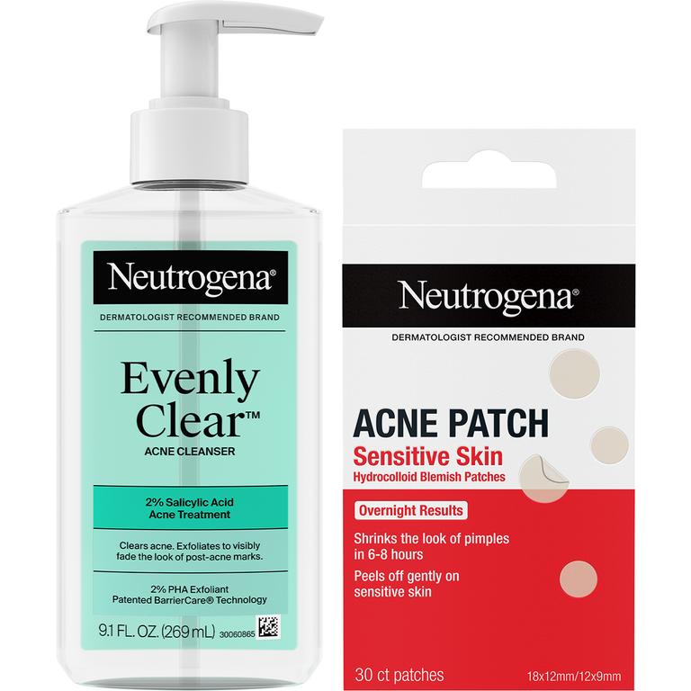 $3.50 off 1 on any ONE (1) NEUTROGENA® ACNE & EVENLY CLEAR product (excludes trial/travel & bar soaps)