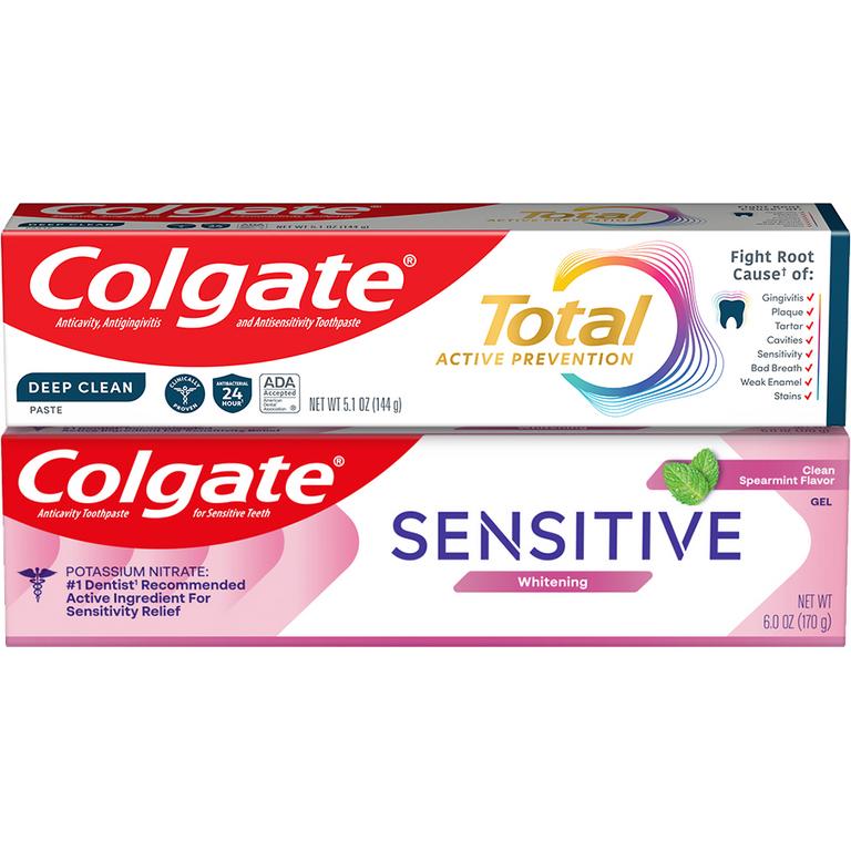 $4 off 2 On any TWO (2) Colgate Total (5.1 oz) or Colgate Sensitive Toothpastes (6oz)