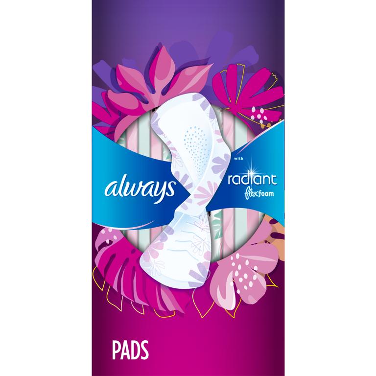$2 off 2 TWO Always Radiant Pads (18ct - 30ct) (excludes Always Infinity, Pocket & Pure Cotton, Always Radiant Size 5 (26ct)).