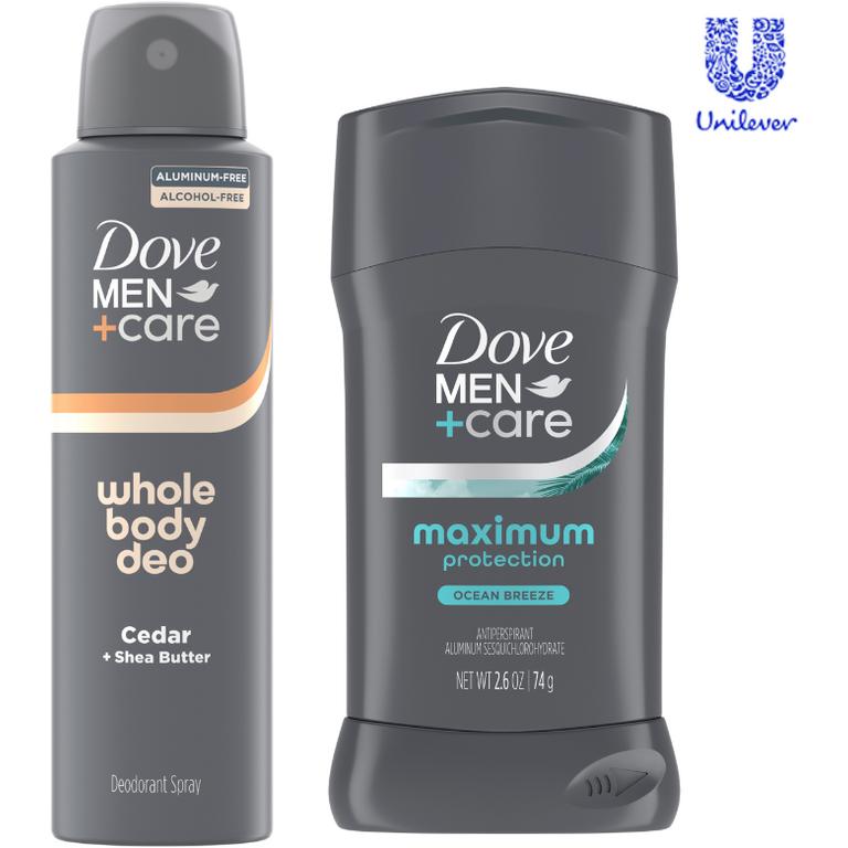 $8 off 2 on TWO (2) Dove Men Clinical & Whole Body deodorant products.