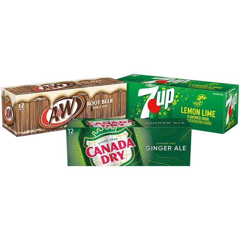 $1 off 3 on THREE (3) 12-pack cans of any flavor* Dr Pepper®, Canada Dry®, A&W®, 7UP®, Sunkist® Soda, or Squirt®