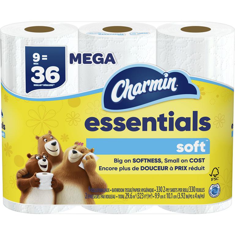 $1 off 1 ONE Charmin Essentials Soft or Charmin Essentials Strong Toilet Paper Product 6 Roll Count or Larger (excludes trial/travel size).