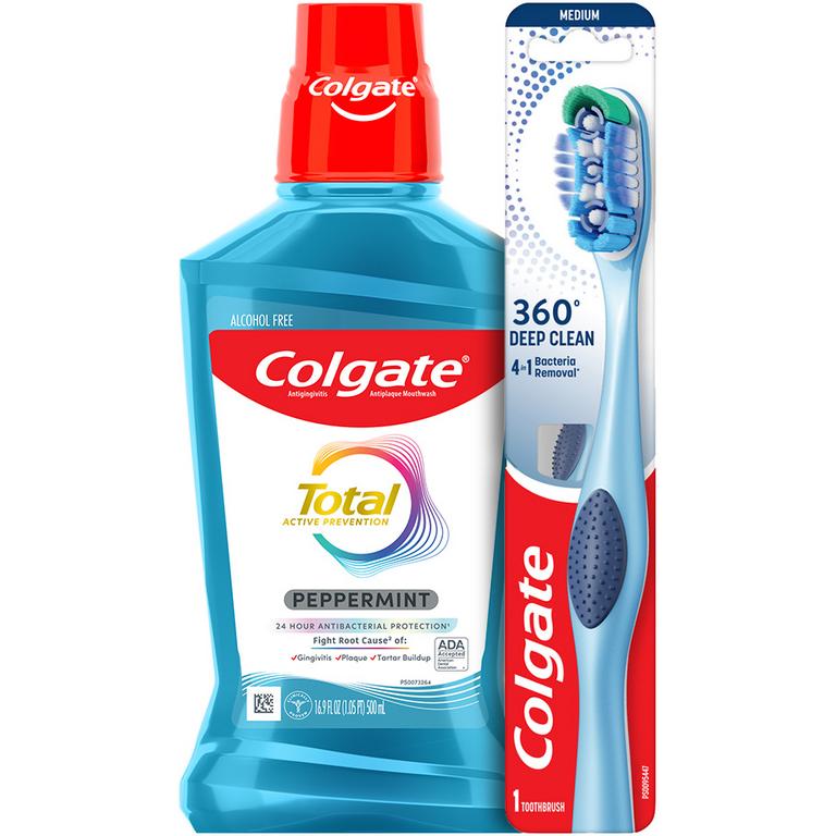 $1 off 1 On any ONE (1) Colgate 360° (excluding 360°Advanced), Total or Expert Manual Toothbrush, Mouthwash or Mouth Rinse (16oz or larger)