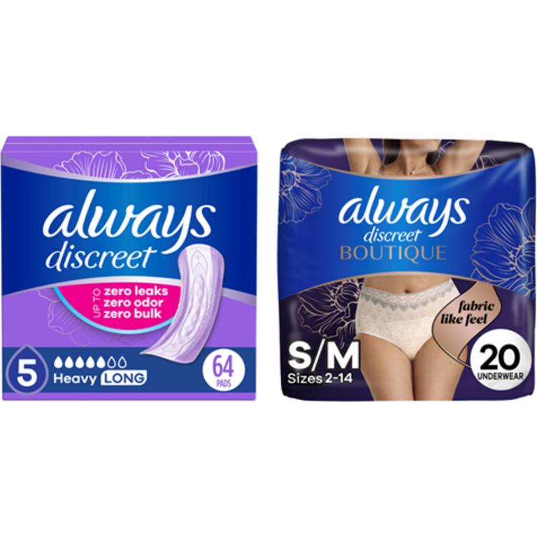 $2.50 off 2 TWO Always Discreet Pads or Pantiliners 20-44 pack Select Varieties