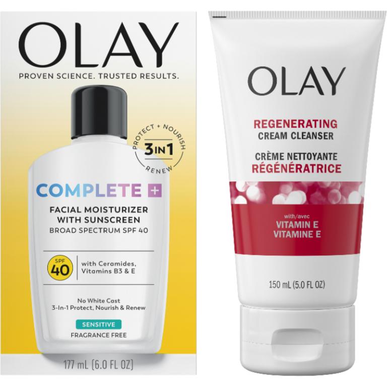 $5 off 3 THREE Olay Complete, Total Effects, Active Hydrating or Age Defying Facial Moisturizer or Olay Cleanser (excludes Eyes, Serums, Treatments and mini/trial/travel size).