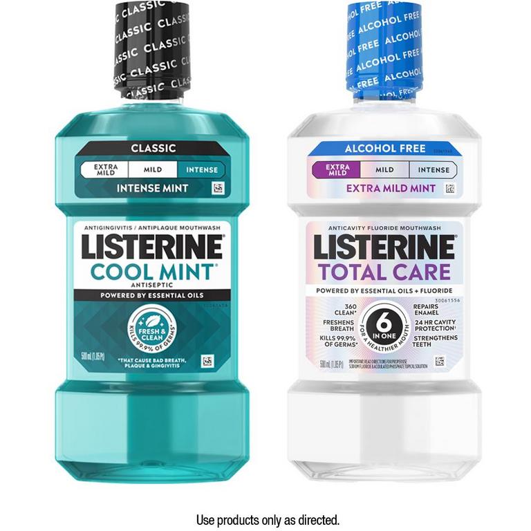 $1 off 1 on any ONE (1) LISTERINE® Mouthwash product (500 mL or larger), POCKETMIST® product (2ct. or larger), or single use liquid packs (15 ct or larger)