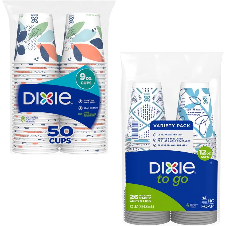 $0.50 off 1 off any ONE (1) package of Dixie® To Go 12oz 26ct, OR Dixie® To Go Hot Cups and Lids 16oz 18ct, OR Dixie® 9oz 50ct, OR Dixie® Cold Cups 9oz 50ct.