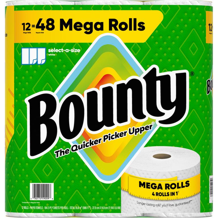 $1 off 1 ONE Bounty Paper Towel Product 4 ct or larger (Includes 2 Triple Roll and 2 Mega Roll) (Excludes 6 Double Roll, 6 Double Plus Roll, 6 Mega Roll, 6 Mega XL Roll, 8 Mega Roll, 4 Triple Roll, 10 Triple Roll, 12 Triple Roll, Bounty Essentials and trial/travel size).