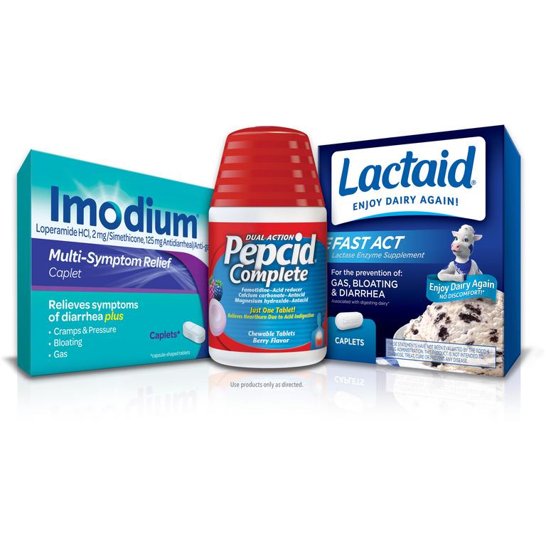 $3 off 1 on any PEPCID® (20ct or higher), IMODIUM® (excluding 6ct) or LACTAID® Supplement product (excluding trial and travel).