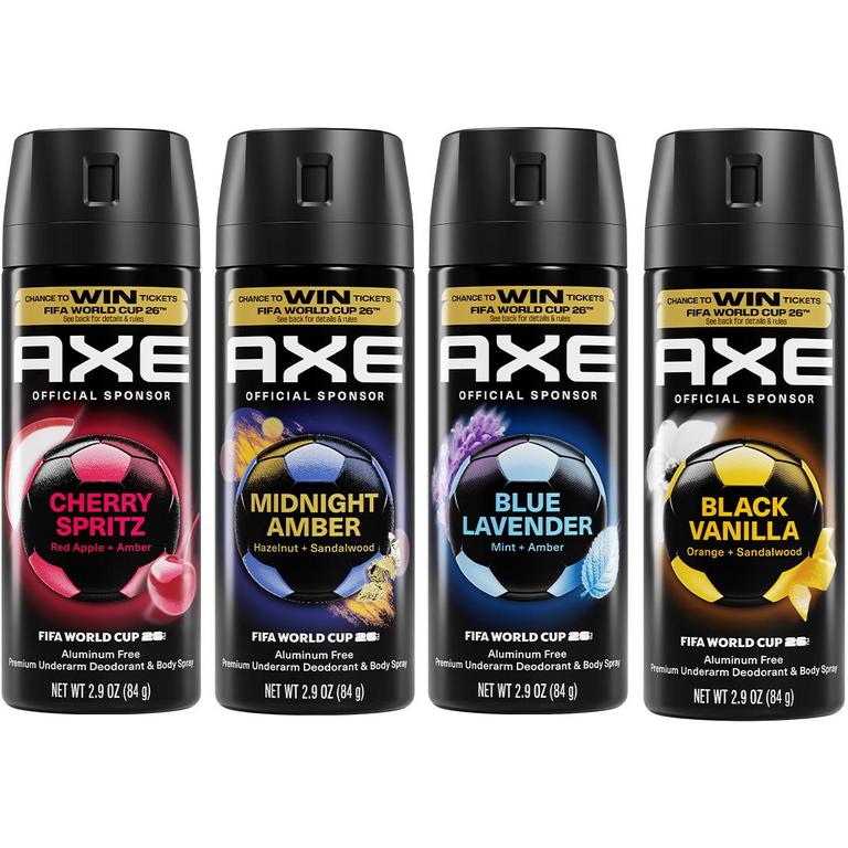 $8 off 2 on any TWO (2) AXE FIFA World Cup Branded Body Sprays (excludes twin packs, non-FIFA branded Items, trial and travel sizes)