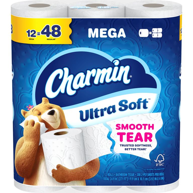 $1 off 1 ONE Charmin Ultra Toilet paper product 12 count or smaller (excluding 12 MEGA XL pack size, 6 MEGA XXL,9 MEGA XXL,12 MEGA XXL pack sizes, Charmin Essentials, Charmin Forever Roll, and trial/ travel size