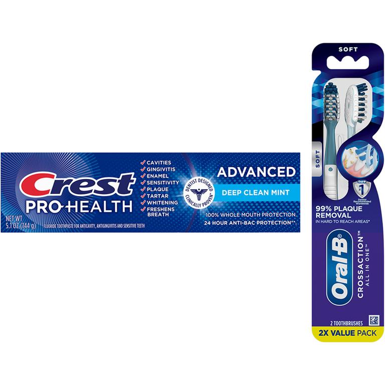 $5 off 3 THREE Adult Crest Paste 2.4oz or more, Crest 3DW Deep Stain Remover, Crest Clean Breath, Crest Kids Advanced OR Burt's Bees Adult Paste 4.0oz or more, Crest, Scope OR Oral-B Mouthwash 473mL or larger, Scope Squeez, Oral-B Adult Manual Brush, Expandable/Oral-B Glide Floss OR Interdental Picks/Brush,(excludes Crest Cavity, Baking Soda, Tartar, other Kids Variants, Oral-B Essential toothbrushes, Daily Clean, Complete 1ct brushes, Essential/Satin Floss, Oral-B Fresh Mint Picks, trial/travel sizes).