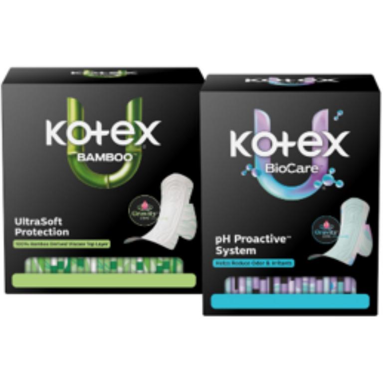 $2 off 1 on ONE (1) pack of Kotex® BioCare or Kotex® Bamboo Pads and Liners (Not valid on trial/travel pack sizes or other Kotex varieties)
