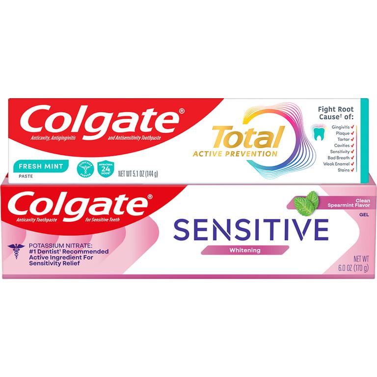 $4.50 off 2 On any TWO (2) Colgate Total Toothpastes (5.1 oz), or Colgate Sensitive Toothpastes (6 oz)