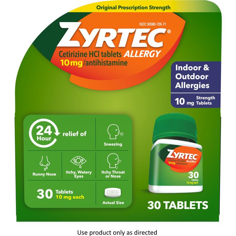 $7 off 1 on any ONE (1) ZYRTEC® Allergy 24-30ct Tablets or 25ct. Liquid Gel (excludes trial and travel sizes)