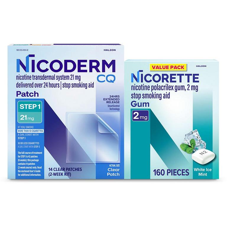 $15 off 1 Save $15 on Nicorette 80 count or higher, or NicoDerm 14 count