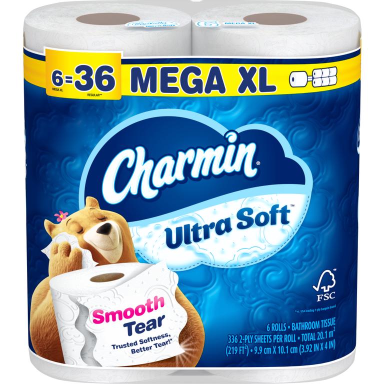 $2 off 1 ONE Charmin Ultra Toilet paper product 9 MEGA Roll, 12 MEGA Roll, 6 MEGA XL Roll, 8 MEGA XL Roll, 9 MEGA XL Roll, 12 MEGA XL Roll, 6 MEGA XXL Roll, 9 MEGA XXL Roll (excludes Charmin Essentials, all other Charmin Ultra pack sizes, and trial/ travel size).