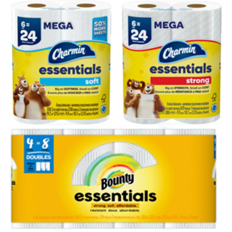 $1 off 1 ONE Bounty or Charmin Essentials Paper Products Select Varieties