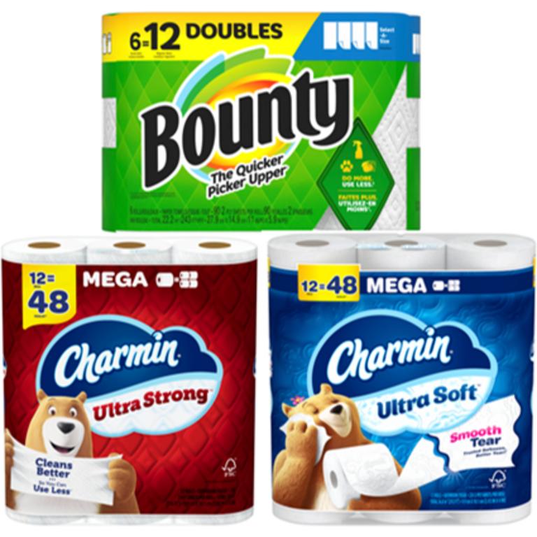 $1 off 1 ONE Bounty, Charmin or Puffs Paper Products Select Varieties