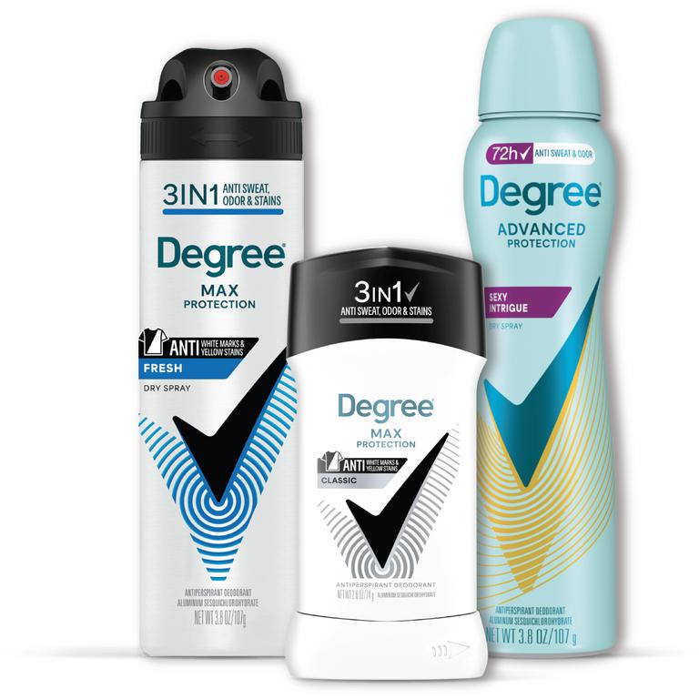 $3 off 2 on any TWO (2) Degree Body Heat Activated or Ultraclear Antiperspirant Stick or Dry Spray (excludes Degree Clinical Protection, Whole Body, twin packs, 0.5oz, 1.0oz sizes)