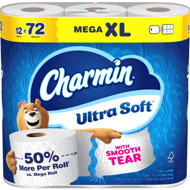 $3 off 1 ONE Charmin Ultra Toilet paper product 16 count or larger. Including 12 Mega XL any Mega XXL pack sizes (excluding 24 Mega Roll, 30 Mega Roll pack sizes, Charmin Essentials, Charmin Forever Roll and trial/ travel size).
