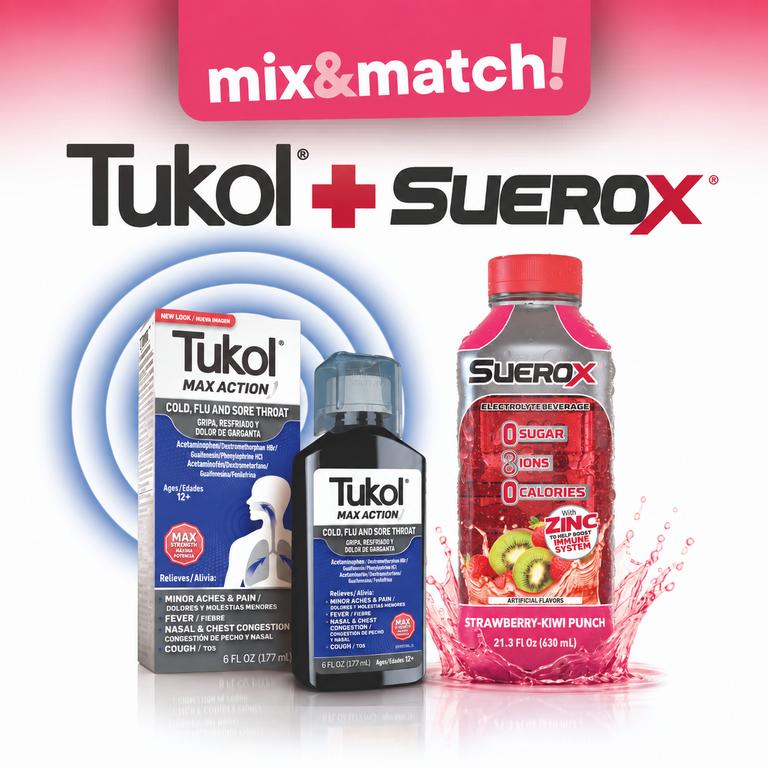 $2 off 2 ONE (1) Tukol Item AND ONE (1) Suerox Item