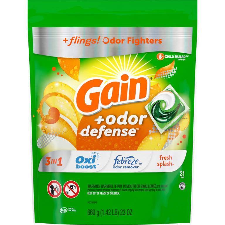 $3 off 1 ONE Gain Flings Laundry Detergent 31 ct OR Gain Plus Flings 18 ct (includes Super Flings) (excludes Gain Liquid/Powder Laundry Detergent, Gain Liquid Fabric Softeners, Gain Fireworks, Gain Sheets, Gain Flings 9 ct and below and trial/travel size).